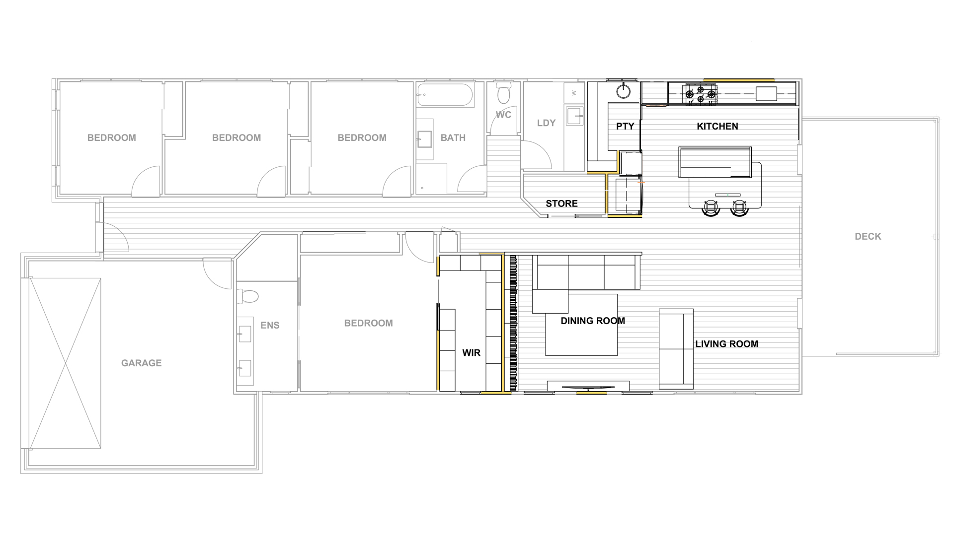 Proposed Plan, House renovation new open plan kitchen living an dining.